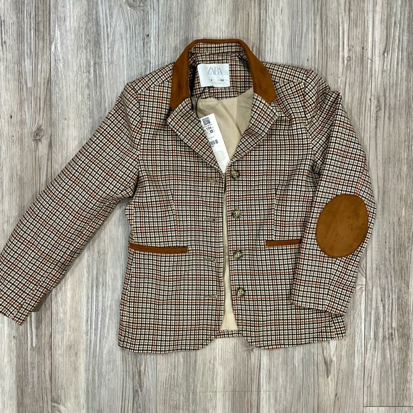 Zara Other - Zara Kids Tan and Brown Checkered Blazer